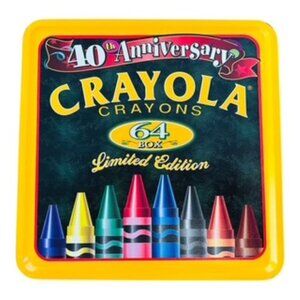 Crayola 40th Anniversary Collector Tin 64 Crayons + Sharpener, New, USA